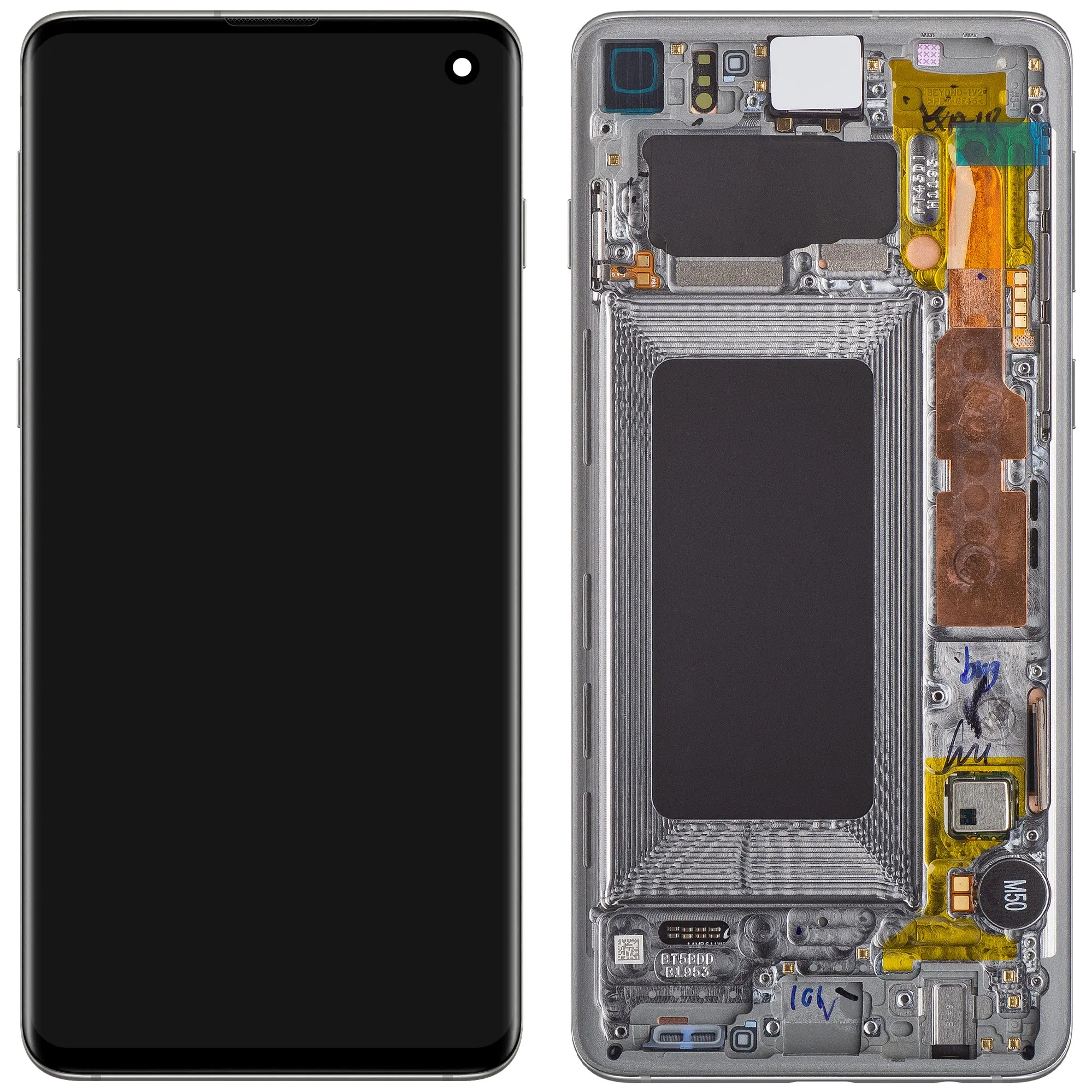 Display con Touchscreen Samsung Galaxy S10 G973, con Cornice, Argento (Prism White), Service Pack GH82-18850B
