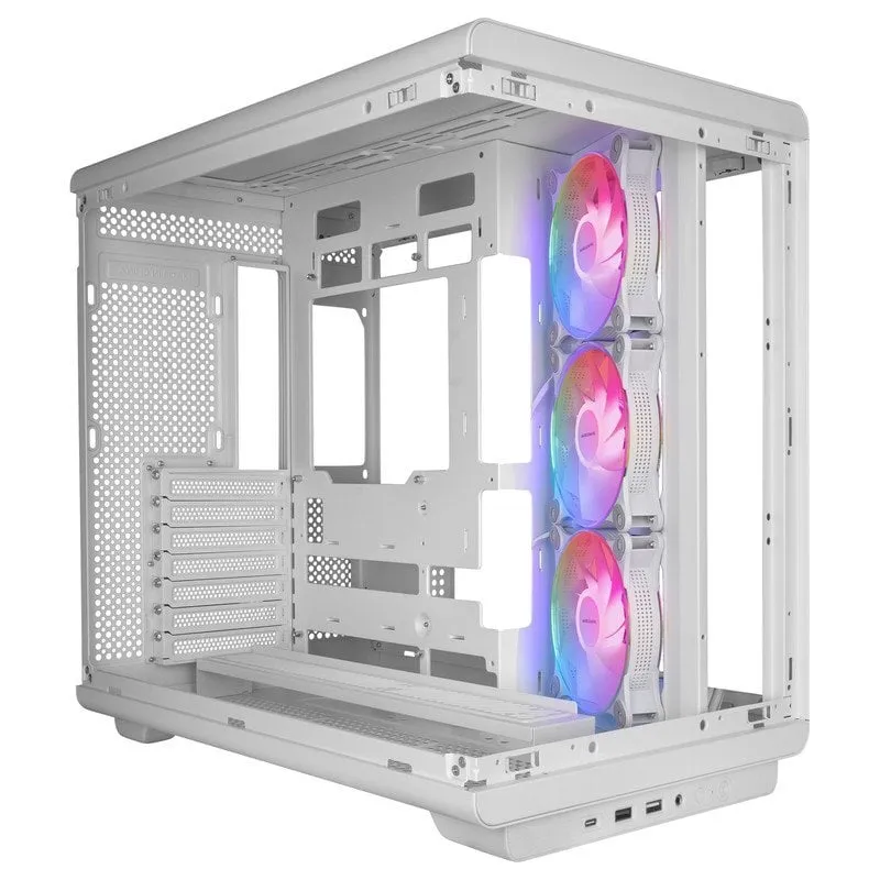 Mars Gaming MC-REV ATX Tower Doppio Vetro Temperato 3x Ventole ARGB Bianco