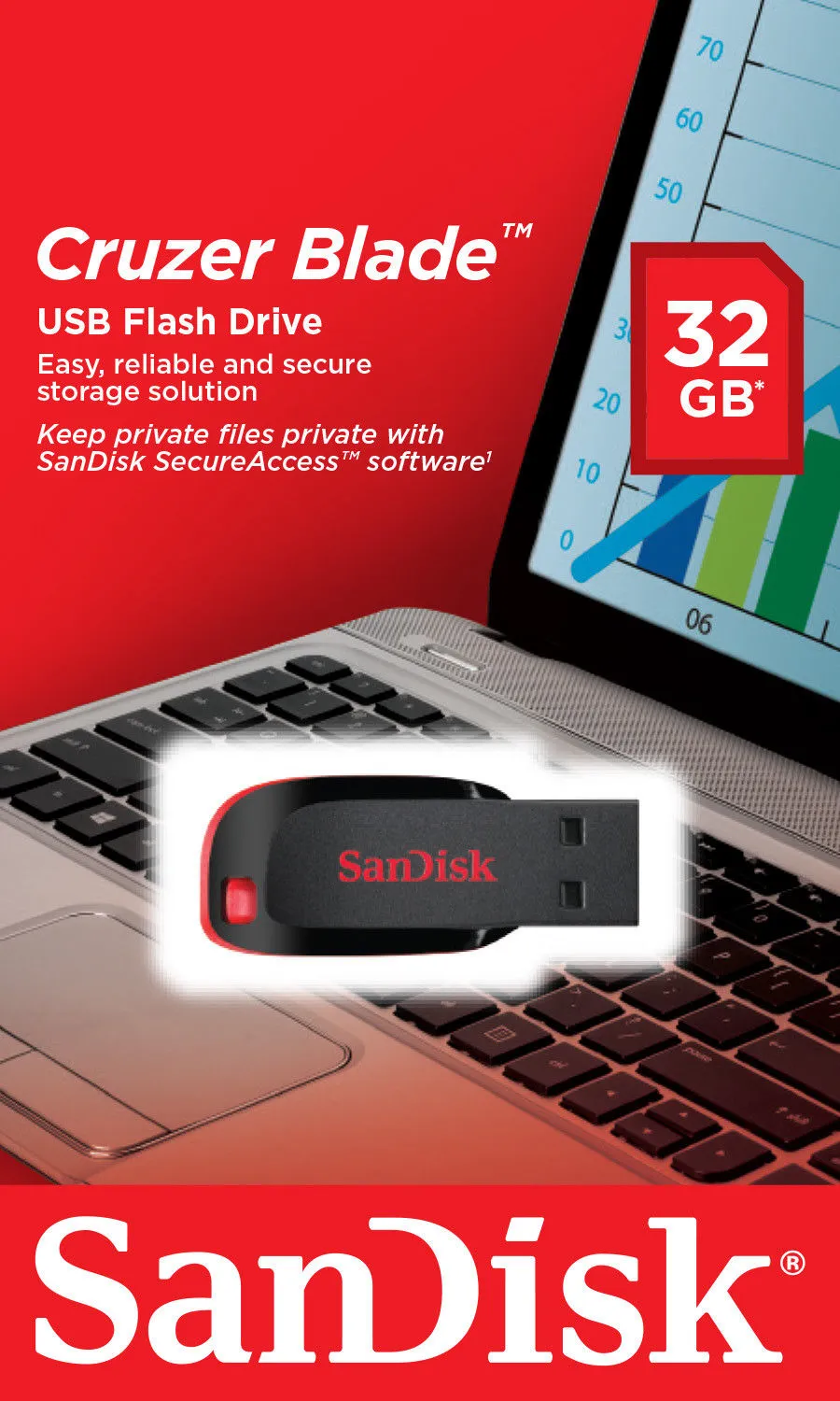 Memoria Esterna USB-A SanDisk Cruzer Blade, 32Gb SDCZ50-032G-B35
