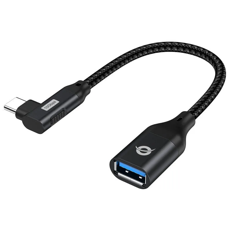 Adattatore USB-C OTG Conceptronic ABBY19B angolato a 90° a USB 3.2 Gen 2 10 Gbps Nero
