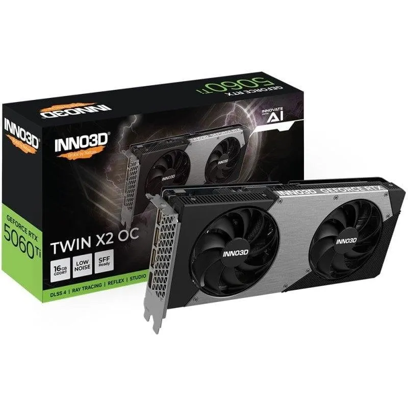 Scheda Grafica Inno3D GeForce RTX 5060 Ti TWIN X2 OC 16GB GDDR7 Reflex 2 RTX AI DLSS4