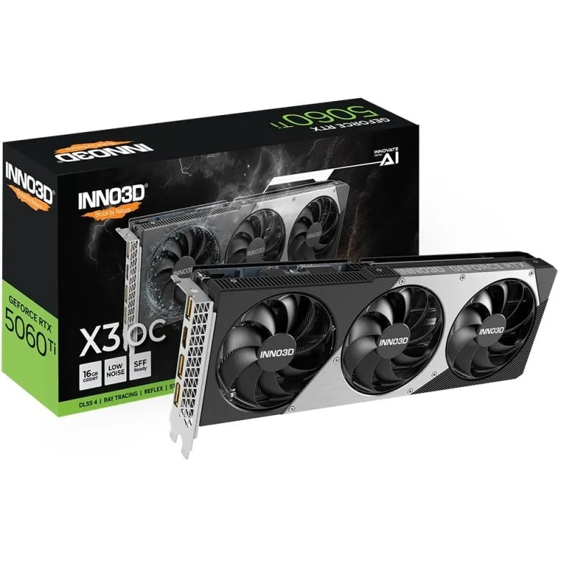 Scheda grafica INNO3D GeForce RTX 5060 Ti X3 OC da 16 GB GDDR7 Reflex 2 RTX AI DLSS4