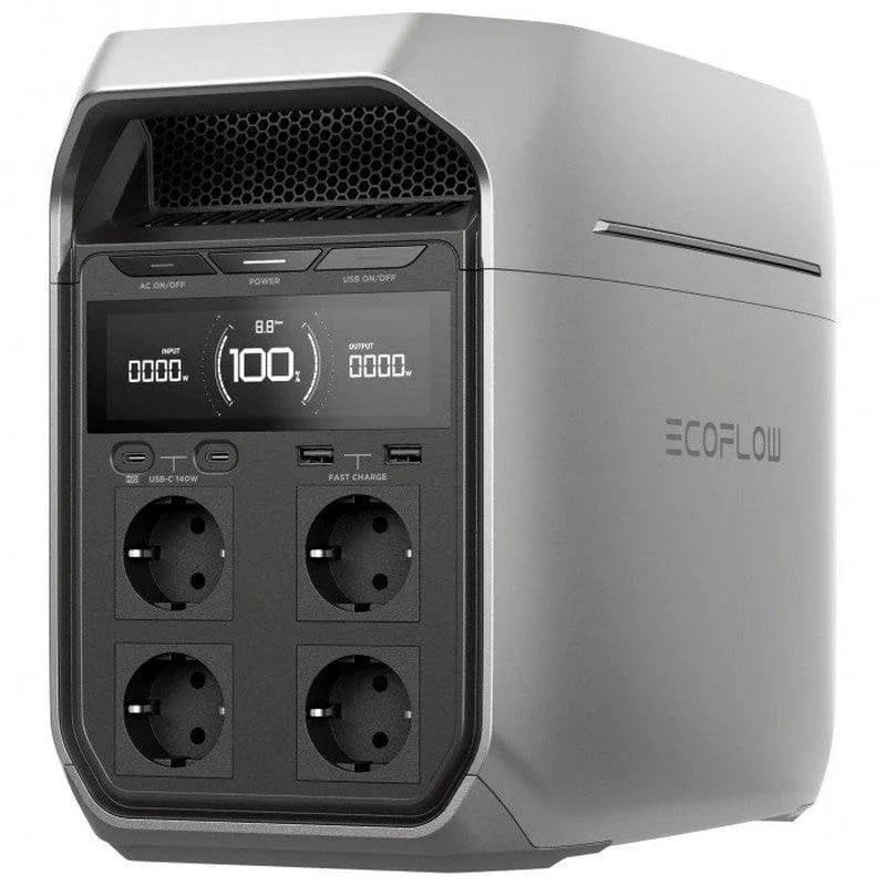Stazione di energia EcoFlow Delta 3 Plus 1024Wh 4 porte AC 5 USB LiFePO4 Schermo LCD Caricatore solare Compatibile