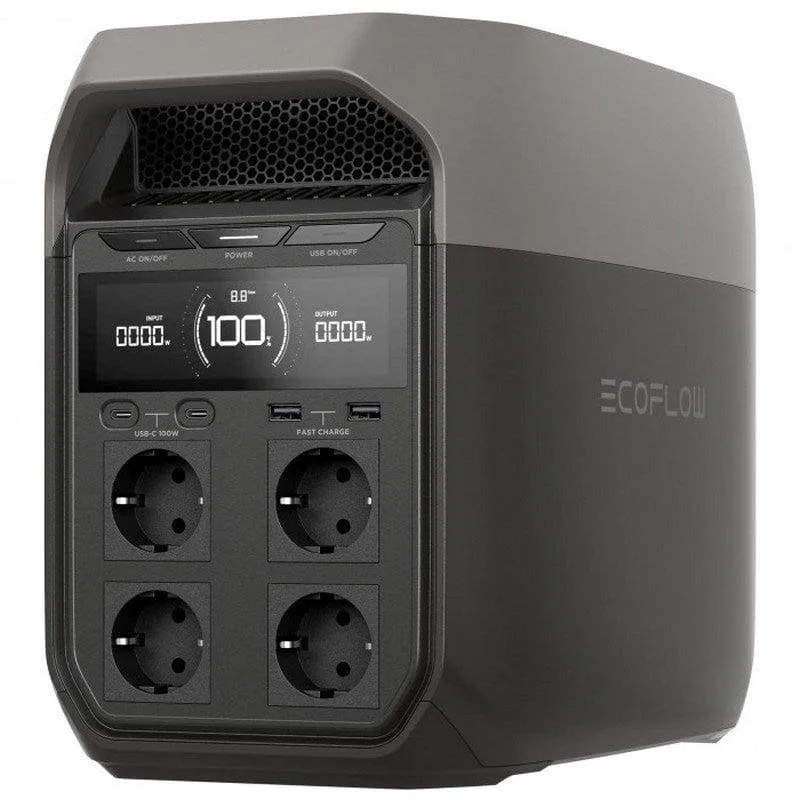 Stazione di energia EcoFlow Delta 3 1024Wh 4 porte AC 5 uscite USB LiFePO4 Schermo LCD Controllo App Caricatore solare IP65