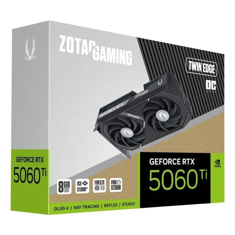 Scheda Grafica Zotac GeForce RTX 5060 Ti Twin Edge OC 8GB GDDR7 DLSS4 Reflex 2 AI Raffreddamento silenzioso
