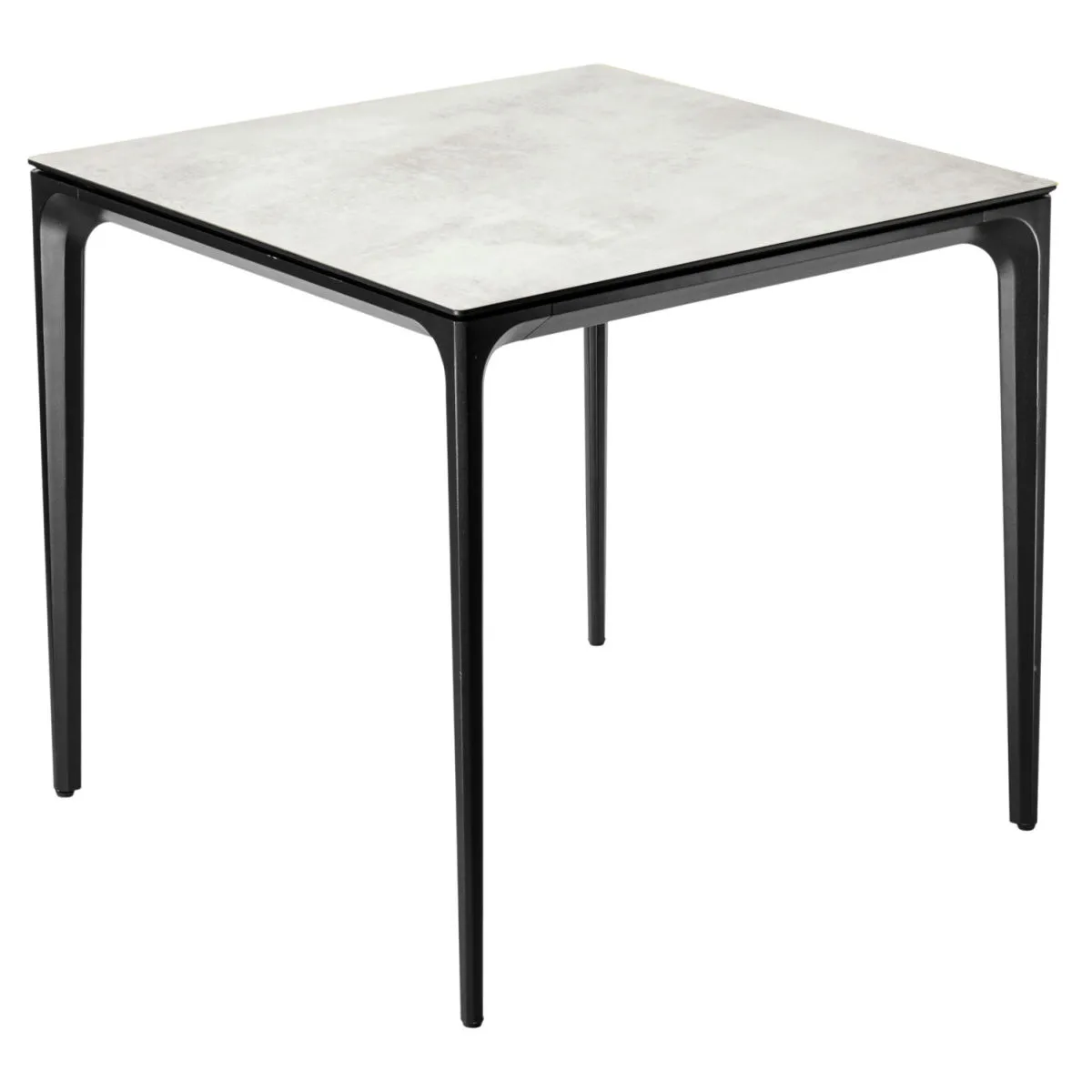 VEGA Tavolo da esterno Linero quadrato; 80x80x72 cm (LxLxH); Piano tavolo grigio pietra, struttura nero; quadrata