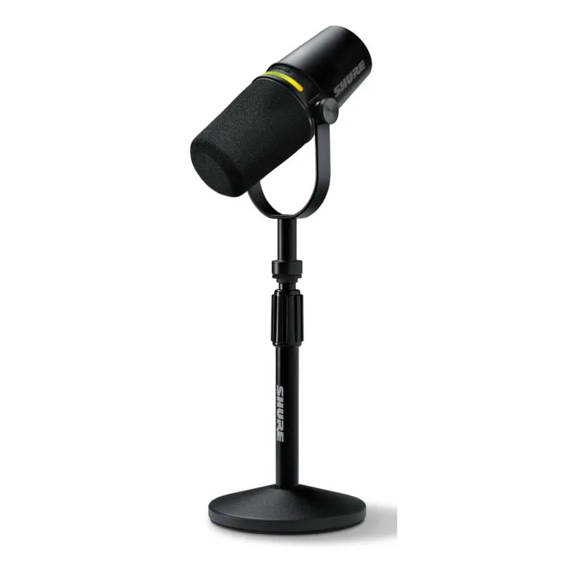 Microfono dinamico per podcast Shure MV7+ con supporto da tavolo XLR/USB (nero)