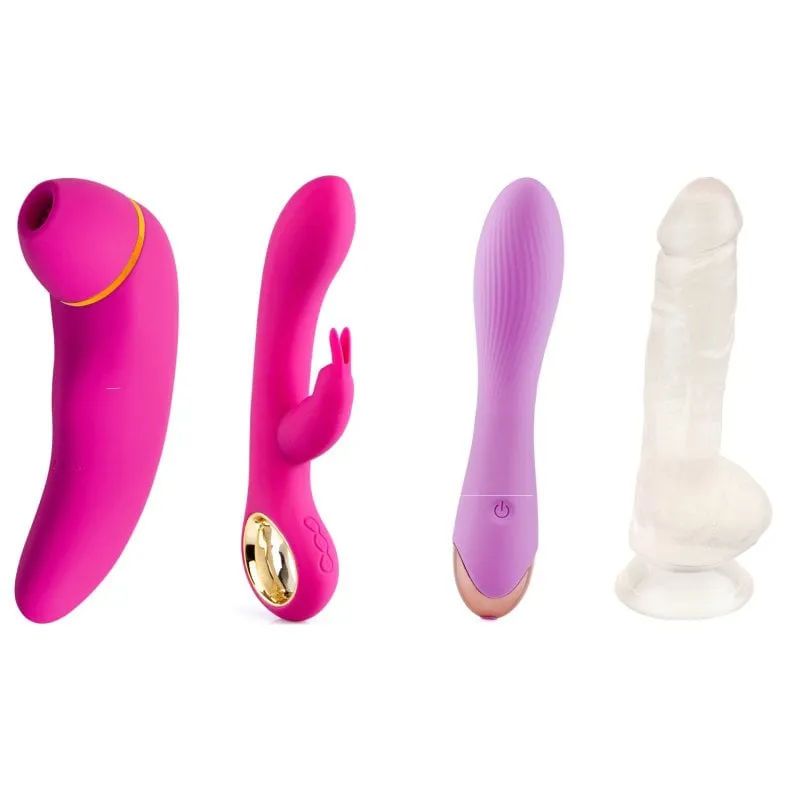 Kit di giocattoli sessuali Hugbox: succhia clitoride/vibratore a forma di coniglietto/vibratore per punto G/dildo rosa