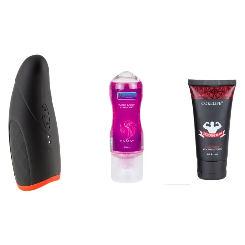 Kit di giocattoli sessuali Hugbox per uomini: masturbatore maschile/lubrificante/crema ritardante
