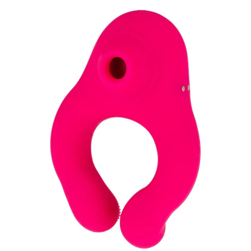 Hugbox Succhia Clitoride e Anello Vibrante con 14 Programmi e Opzione Riscaldamento, Rosa