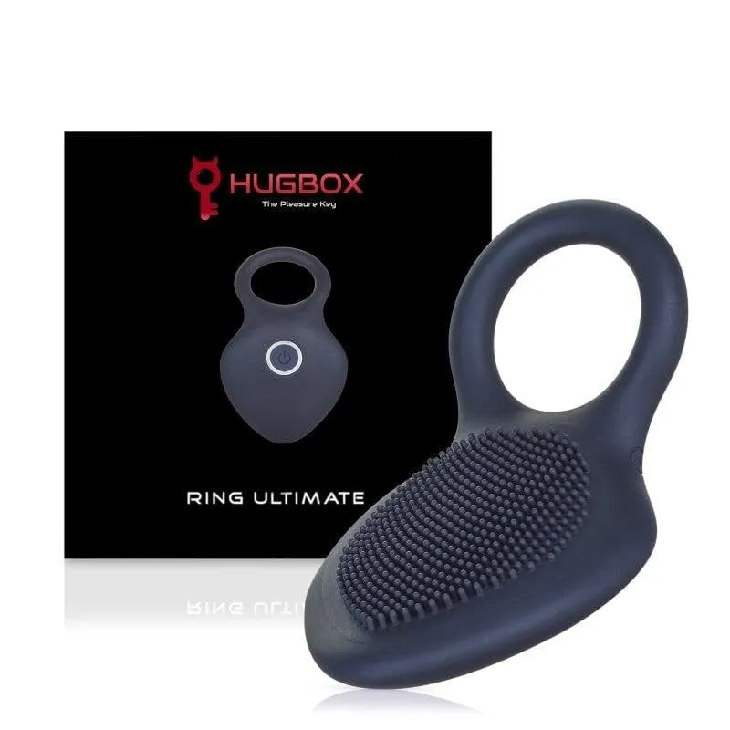 Anello Vibratore Hugbox con Stimolatore Clitorideo 10 Programi Nero