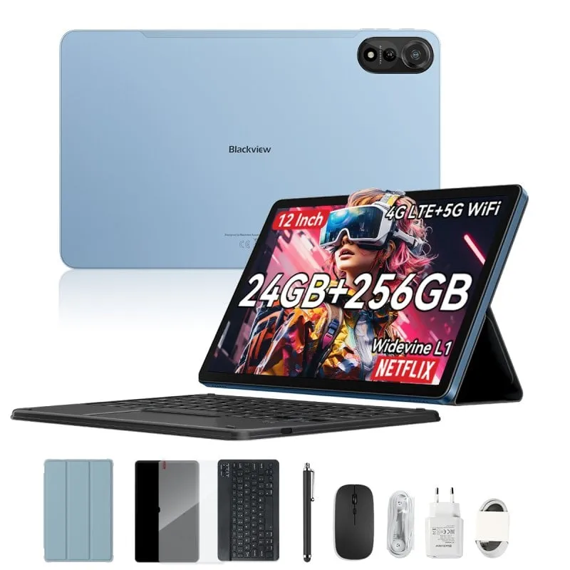Tablet Blackview Mega 2 WiFi + 4G 12" 12GB 256GB Blu con Teclado y Stylus Pen