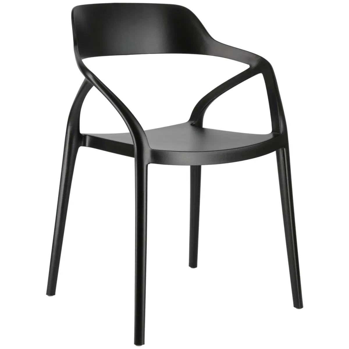 4x PULSIVA Sedia in plastica Soreva; 56.5x52.5x80 cm (LxPxH); nero; 4 pz. / Pacco
