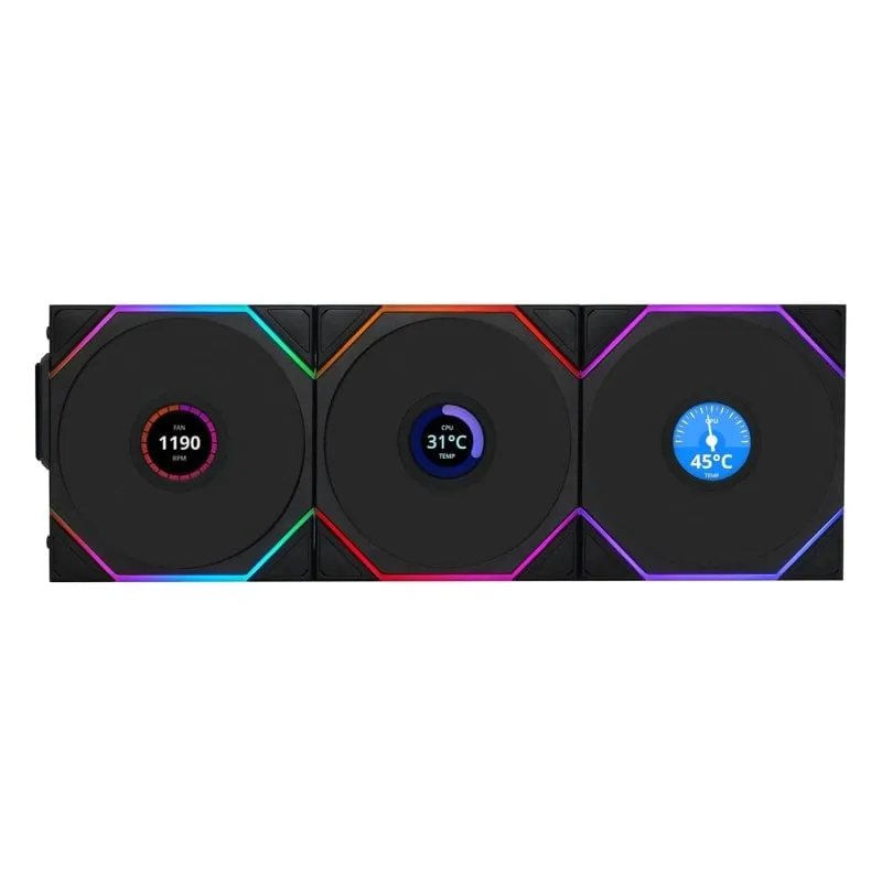 Lian Li 12RTLLCD1W3B sistema di raffreddamento per computer Case per computer Ventilatore 12 cm Nero
