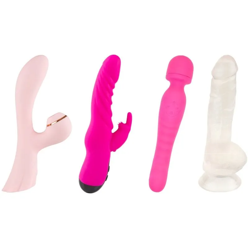 Kit di giocattoli sessuali Hugbox Expert: succhia clitoride, vibratore rabbit, vibratore a bacchetta e dildo
