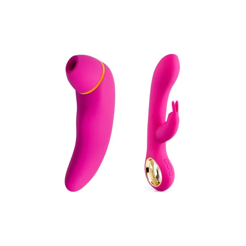Kit di giocattoli sessuali più venduto di Hugbox: succhia clitoride rosa e vibratore a forma di coniglietto