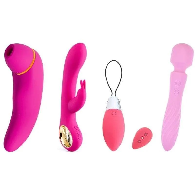 Kit giocattolo sessuale Hugbox: succhia clitoride/vibratore a forma di coniglietto/uovo vibrante/vibratore a bacchetta