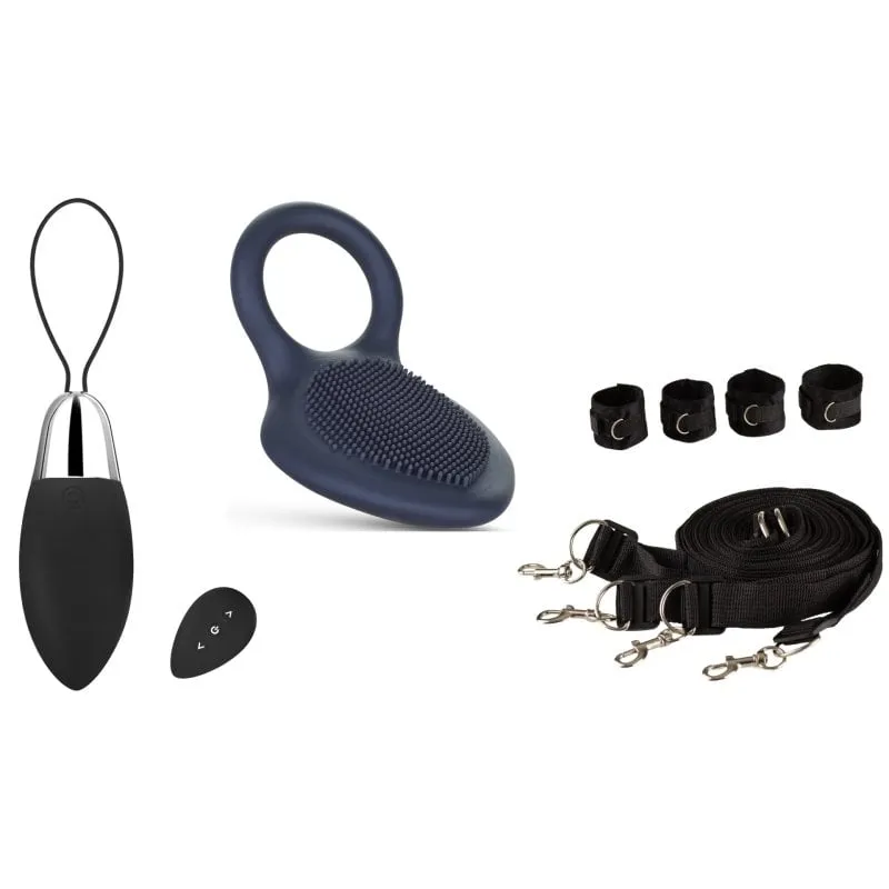 Kit di giocattoli sessuali Hugbox: uovo vibrante, anello vibrante, kit di contenimento per il letto