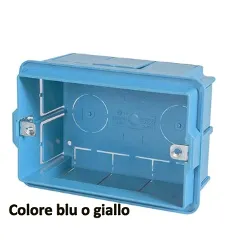 Scatola derivazione 3 pz per placche incasso (10,6x7,2x5,1cm) Azzurro o Giallo PP0522