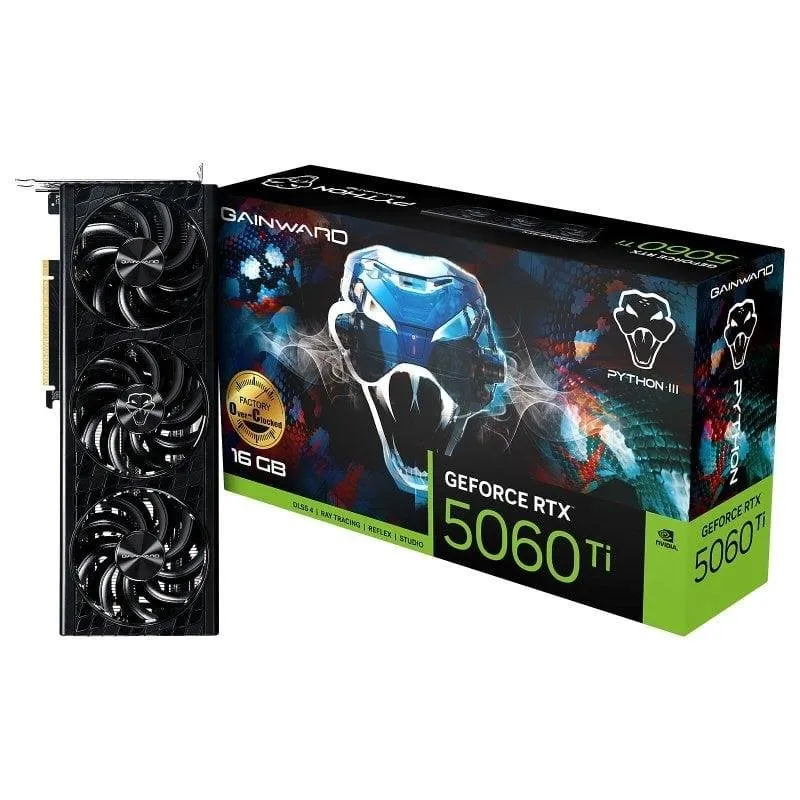 Scheda Grafica Gainward GeForce RTX 5060 Ti Python III OC 16GB GDDR7 Reflex 2 RTX AI DLSS4