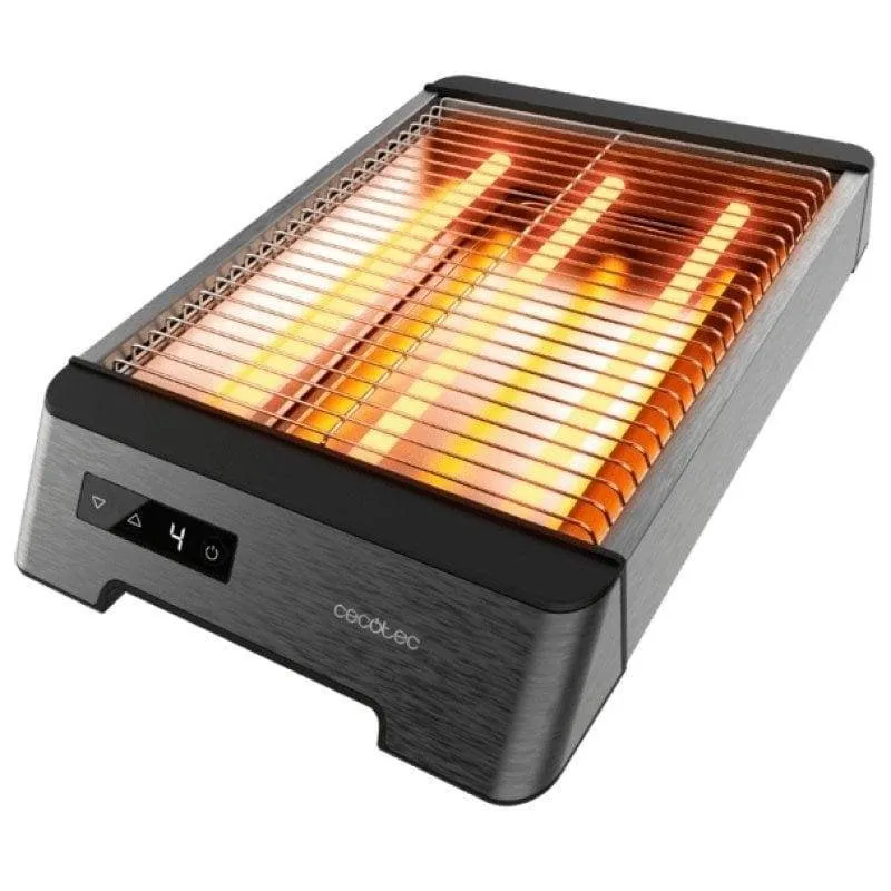 Tostapane orizzontale Cecotec NiceSlice Touch 2 fette 1000 W 6 livelli Vassoio raccoglibriciole Nero e acciaio inox