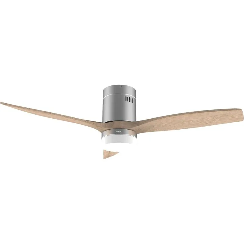 Ventilatore da Soffitto con Luce EVVO V550 Wood Wifi 40W 132cm 6 Velocità Telecomando WiFi Resistente Acqua