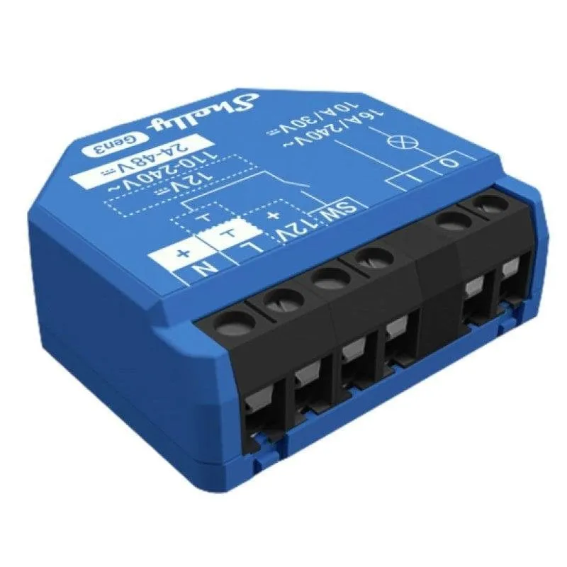 Relè Wi-Fi Shelly 1 Gen3 Bluetooth Controllo illuminazione, Da incasso, 1P