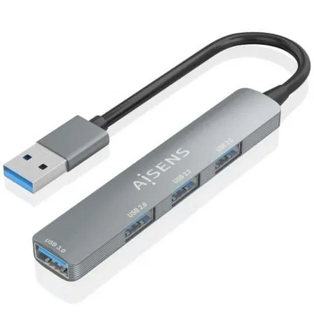 AISENS A106-0859 Hub USB 3.0 in alluminio 1xUSB3.0+3xUSB2.0 10 cm Grigio PC