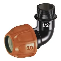 Raccordo a gomito filettato M per tubo polietilene ( 16,6 - 20 mm ) RAINJET 90324