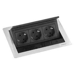 Multipresa da mobile da incasso a scomparsa 3P 10/16A FLIPTOP Inox satinato e Nero 159370024900