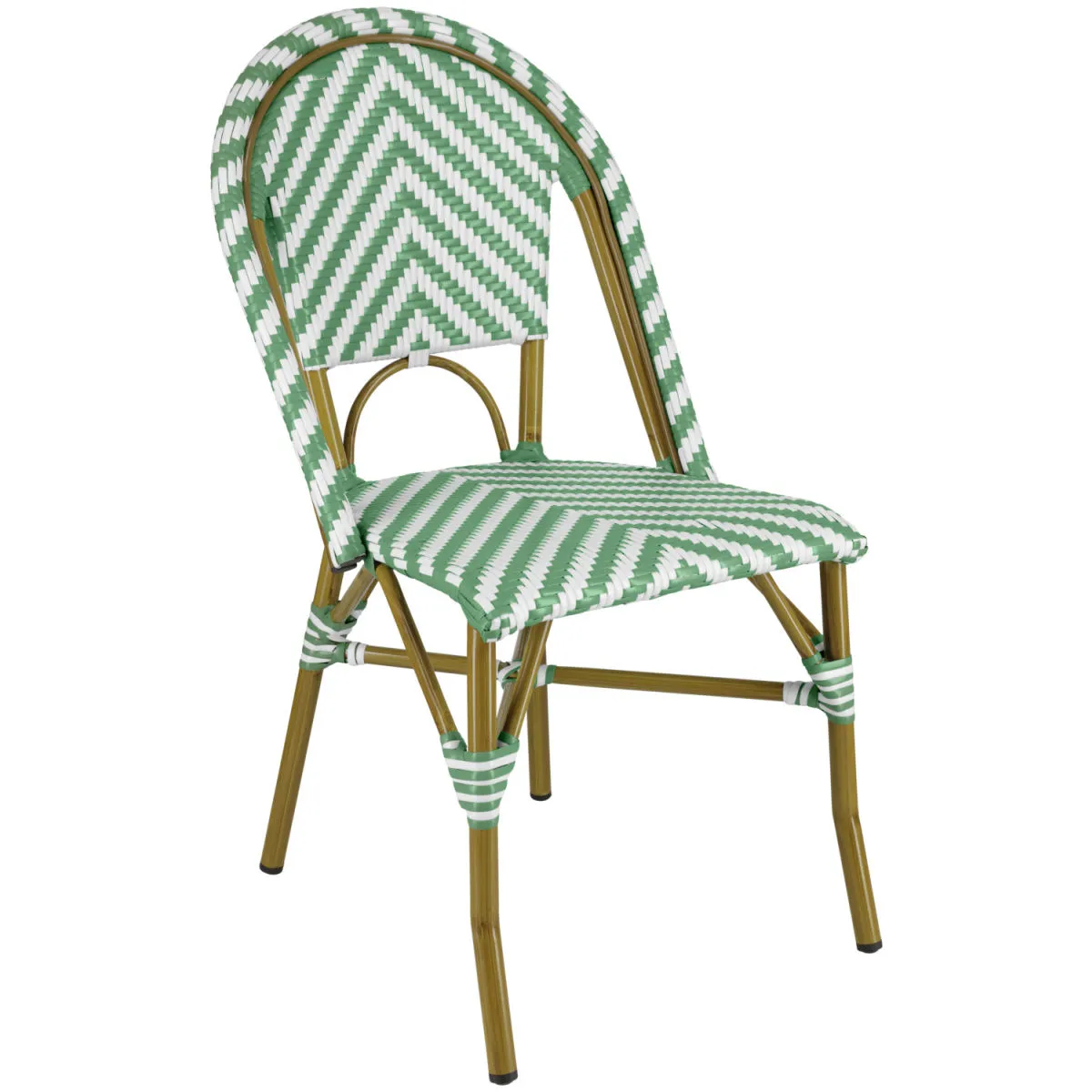 2x PULSIVA Sedia Bistro Paris plastica; 46x56x89 cm (LxPxH); seduta verde/bianco, struttura marrone; 2 pz. / Pacco