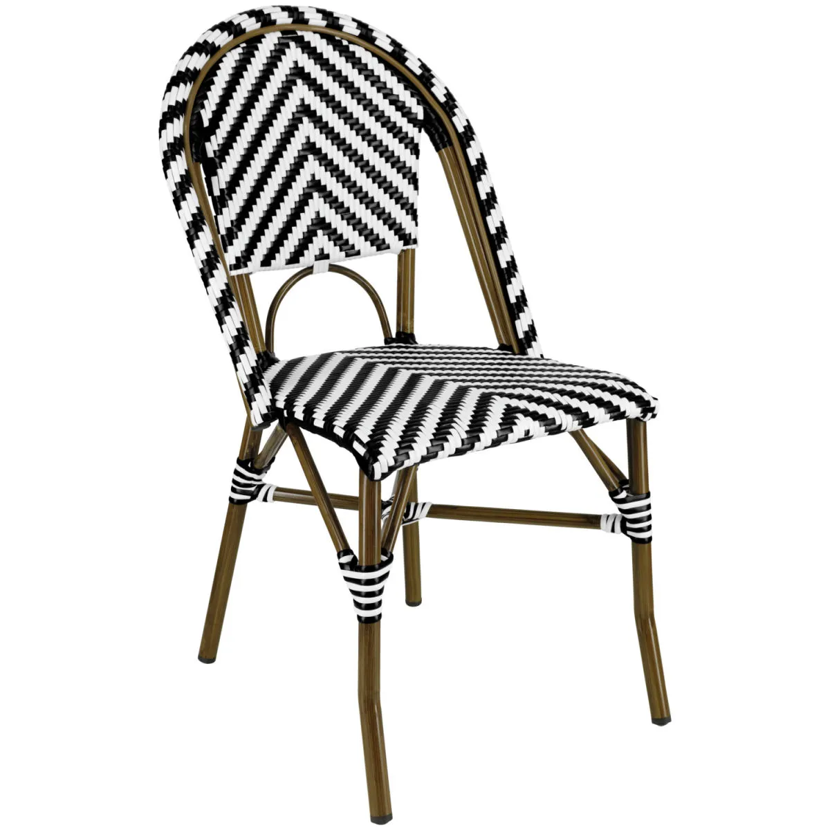 2x PULSIVA Sedia Bistro Paris plastica; 46x56x89 cm (LxPxH); seduta nero/bianco, struttura grigio scuro; 2 pz. / Pacco