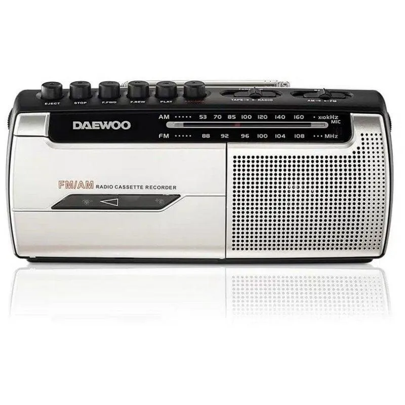 Radio Daewoo DW1107 Cassette AM/FM Nero Argento Registrazione Portatile