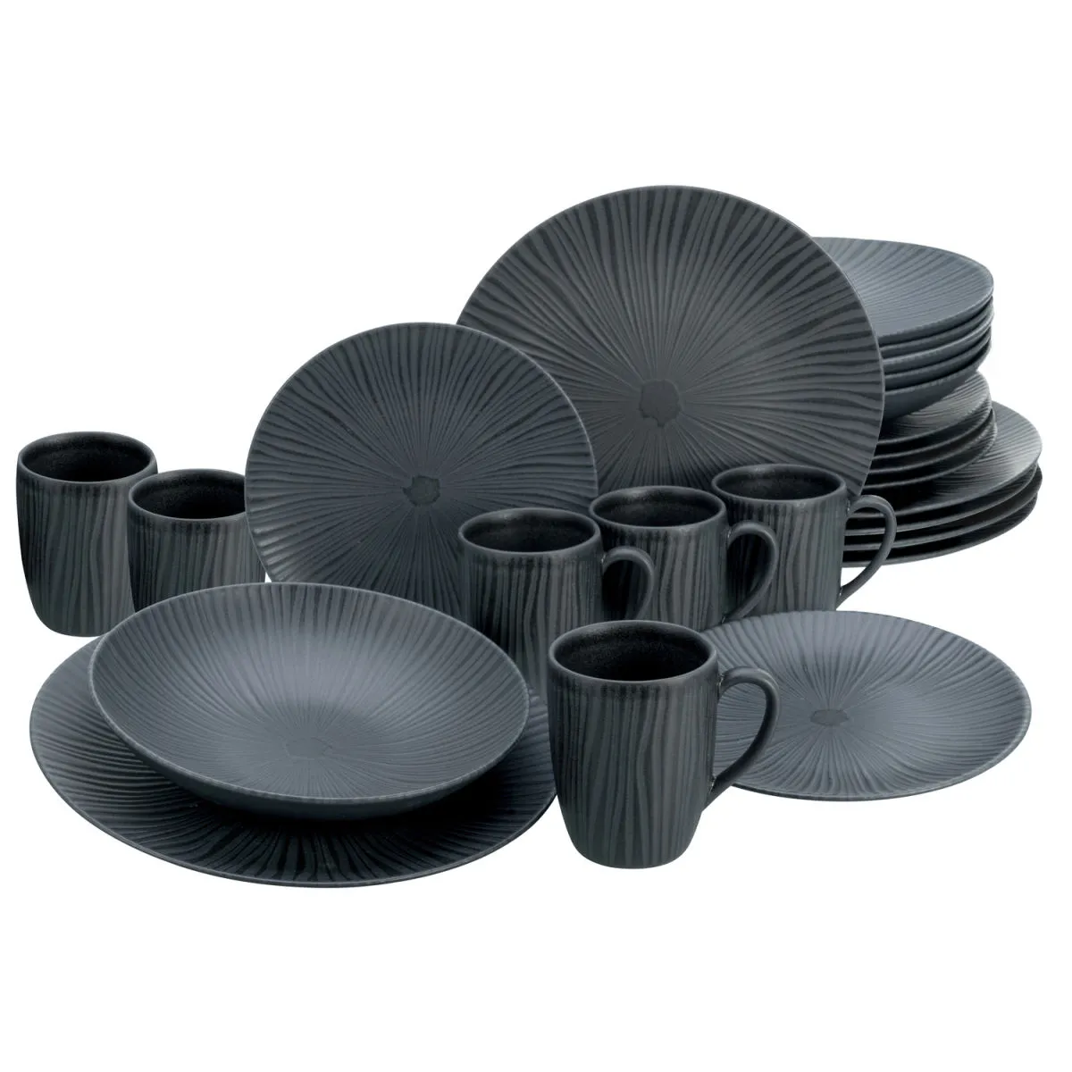 creaTable Vesuvio Black - Servizio combinato 24 pezzi; nero