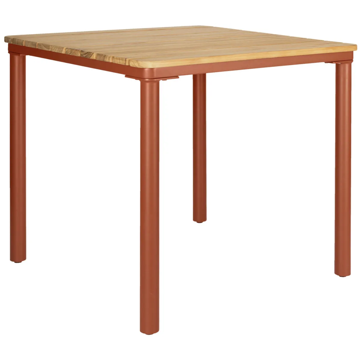 VEGA Tavolo in teak da esterno Zolia quadrato; 80x80x76 cm (LxLxH); Piano tavolo marrone, struttura marrone ruggine; quadrata