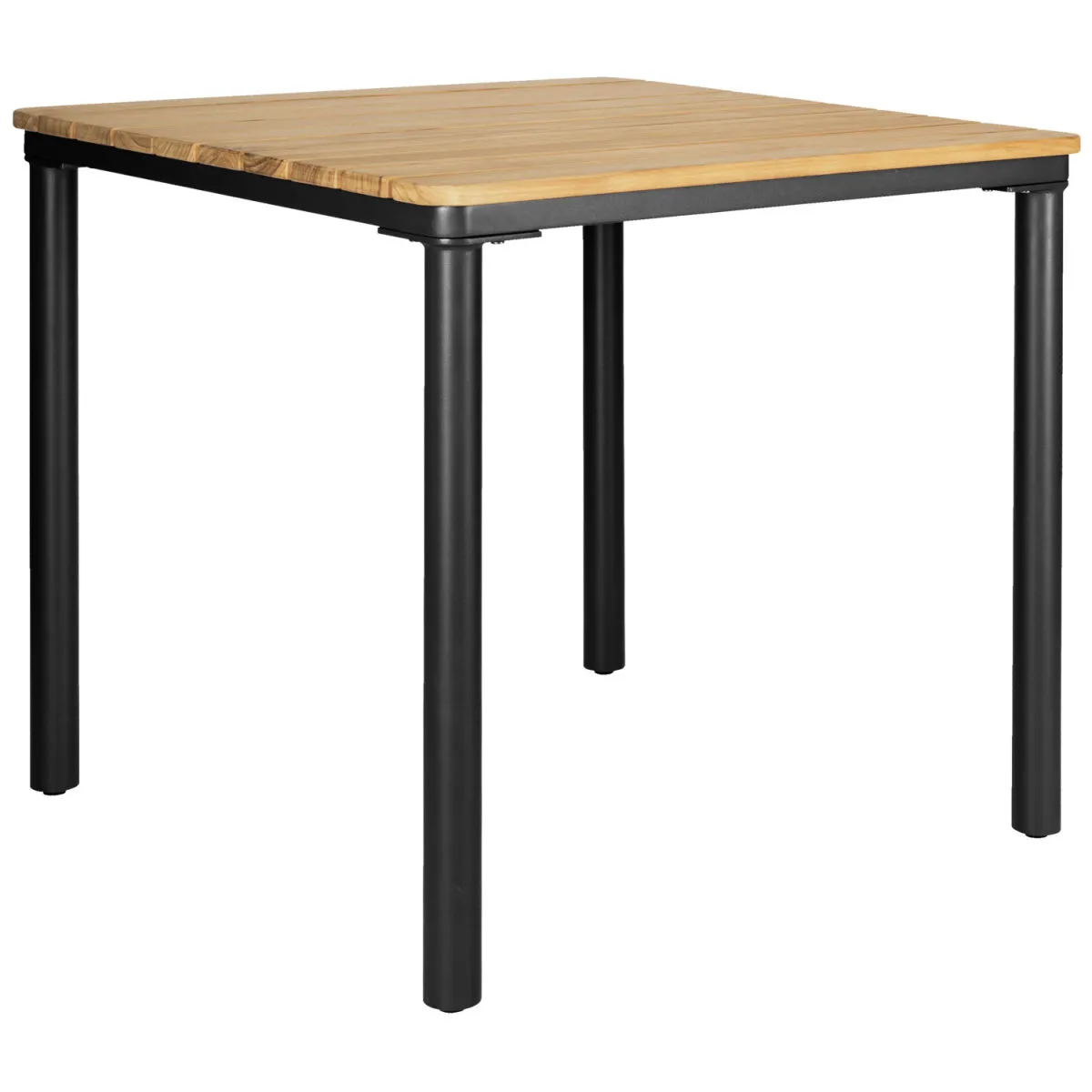 VEGA Tavolo in teak da esterno Zolia quadrato; 80x80x76 cm (LxLxH); Piano tavolo marrone, struttura nero; quadrata