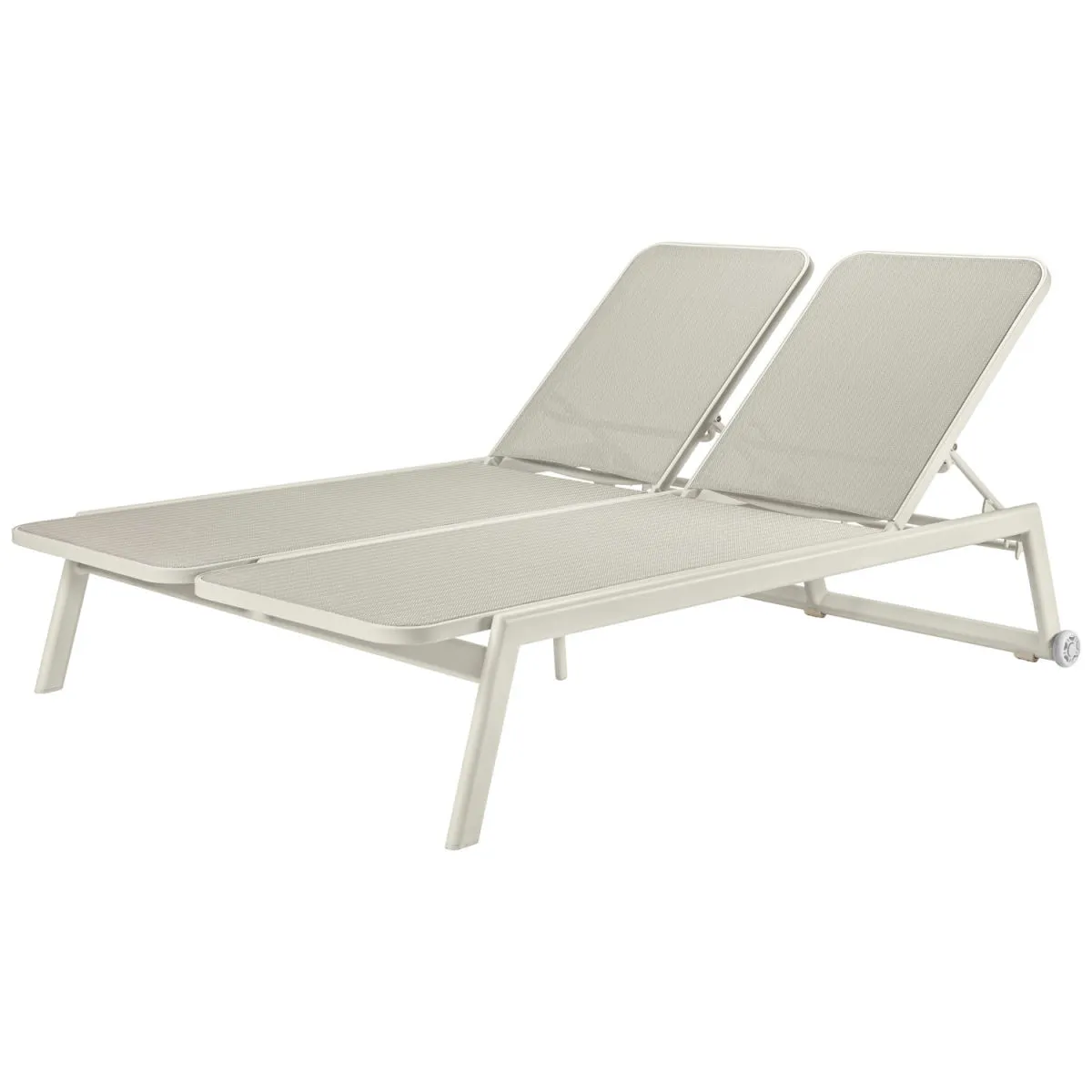 VEGA Lettino prendisole doppio Solaro; 192x129x35 cm (LxLxH); seduta beige, struttura beige