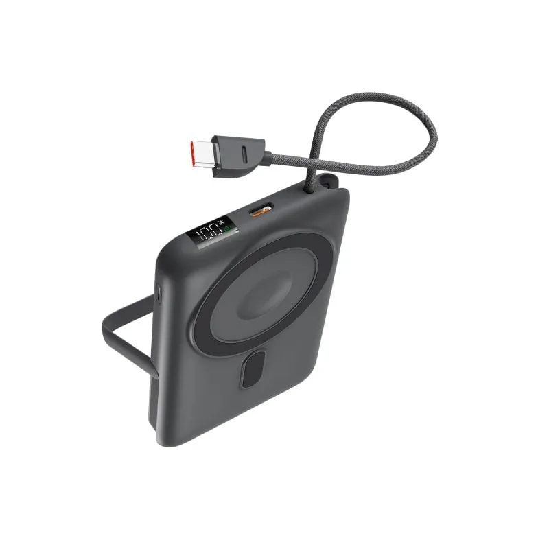 Power Bank Ksix da 10.000 mAh, ricarica rapida PD da 22,5 W, compatibile con MagSafe® e Apple Watch®, supporto integrato, nero