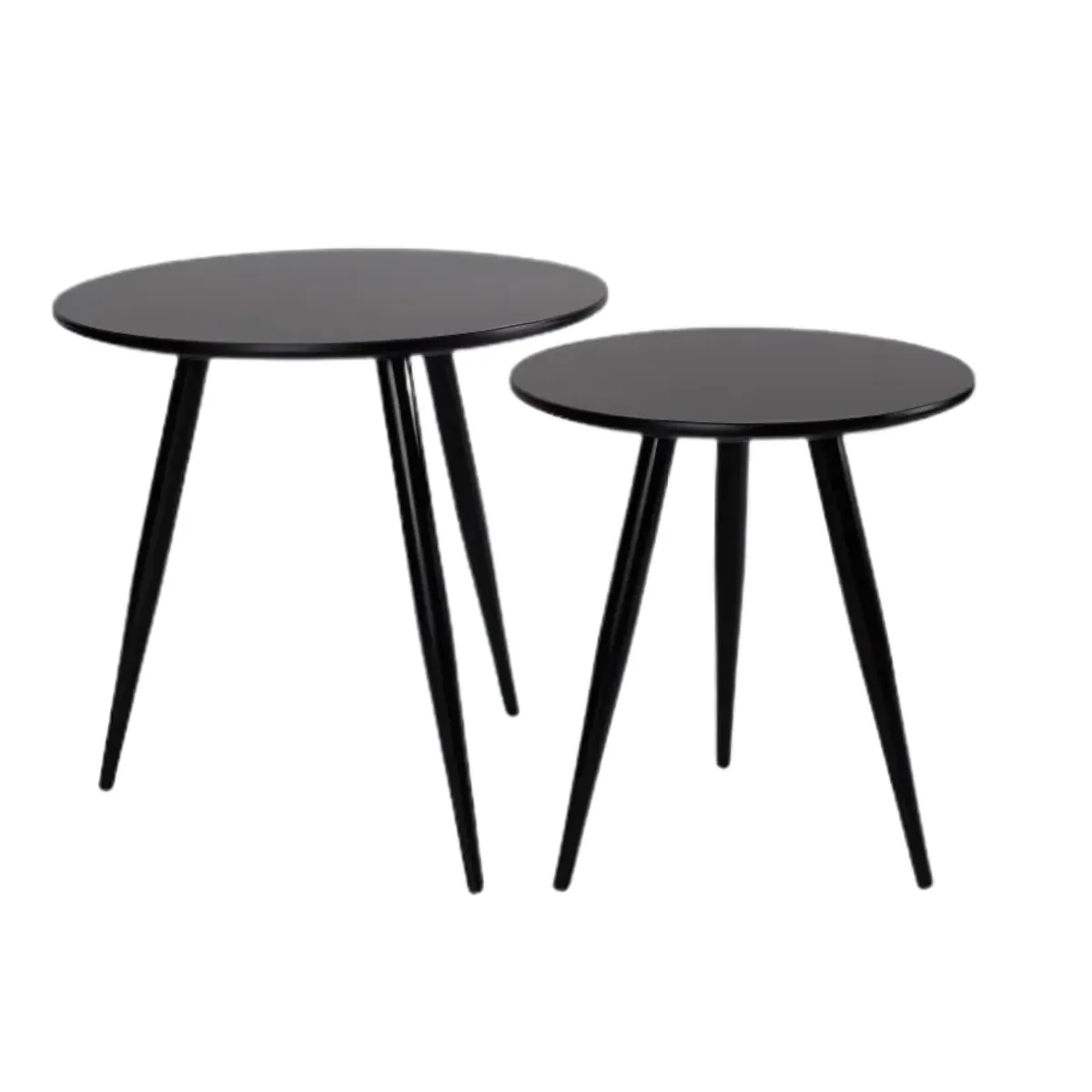 GRANA HOME Set 2 Tavolini James; 50 cm (H); Piano tavolo nero, struttura nero; rotonda; 1 set / Pacco