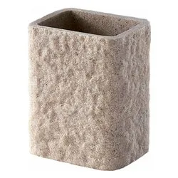 Bicchiere porta spazzolino (9,2x6,5x11cm) ARIES Beige pietra AR9803