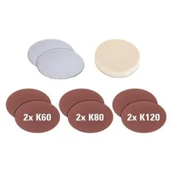 Set ricambio lucidatrice auto 2 cuffie, 1 tampone e 6 abrasivi (180mm) 2093233