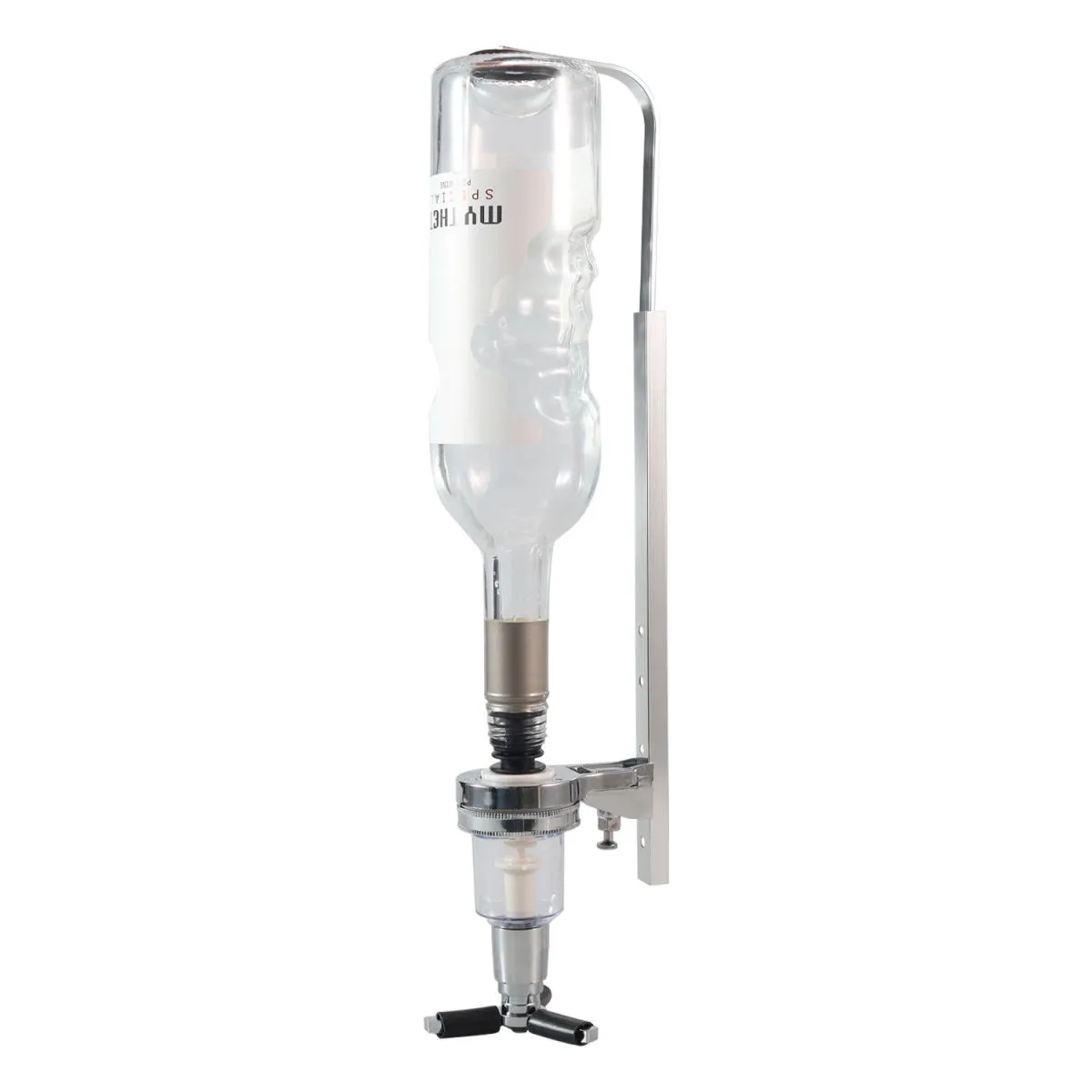 Stalgast Portabottiglie con dosatore da 30 ml, montaggio su scaffale, per quattro bottiglie, H. da 240 a 350 mm; 39 cm (L); argento