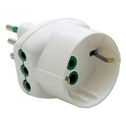 Adattatore 2 prese 2P+T 10A (std italiano); 1 presa 2P+T (std italiano 10A e tedesco 16A) Bianco 87210