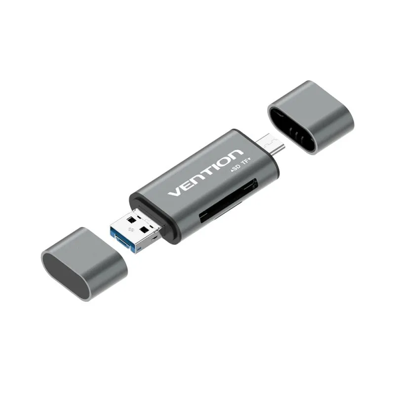 Lettore di schede USB 3.0 Vention CCHH0, alluminio, grigio, 5000 Mbit/s, multi-interfaccia