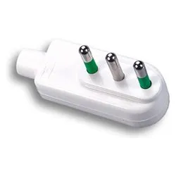Spina elettrica 2P+T 10A (std italiano) per cavo laterale SALVASPAZIO Bianco e Verde 85030