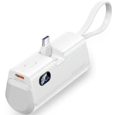 Powerbank Vention FHQW0 4800mAh 22,5W USB-C Lightning Doppio display LED Bianco
