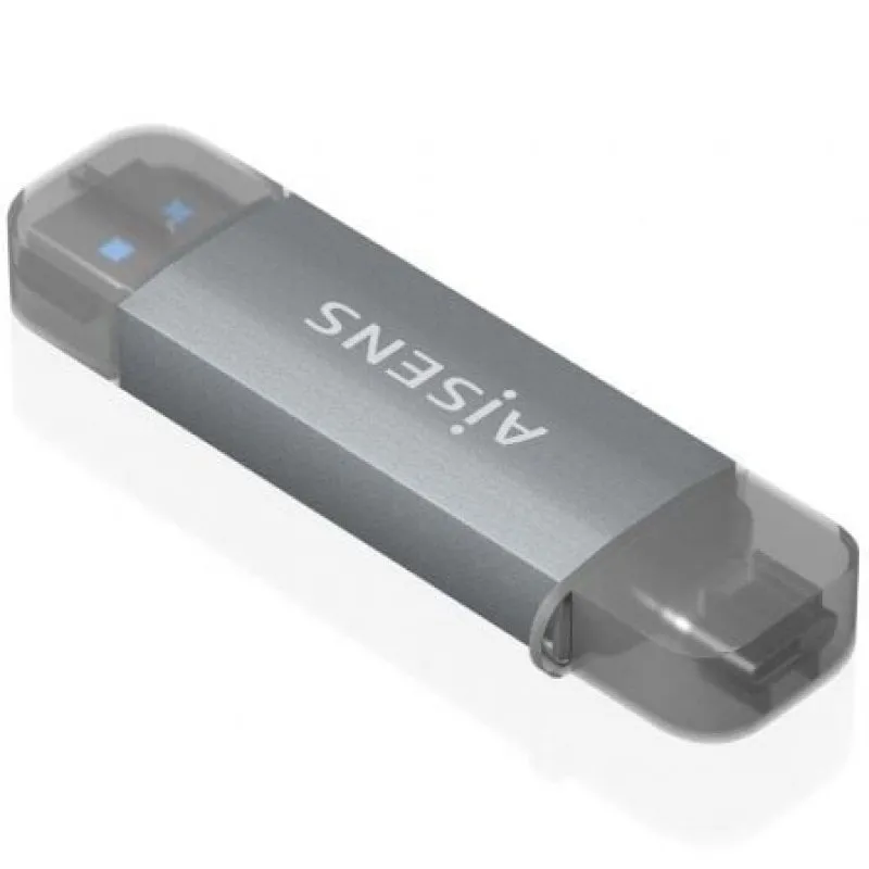AISENS ASCR-2AC08-GR Lettore di schede USB 3.2 Gen 1 USB-A USB-C SD microSD MMC Grigio