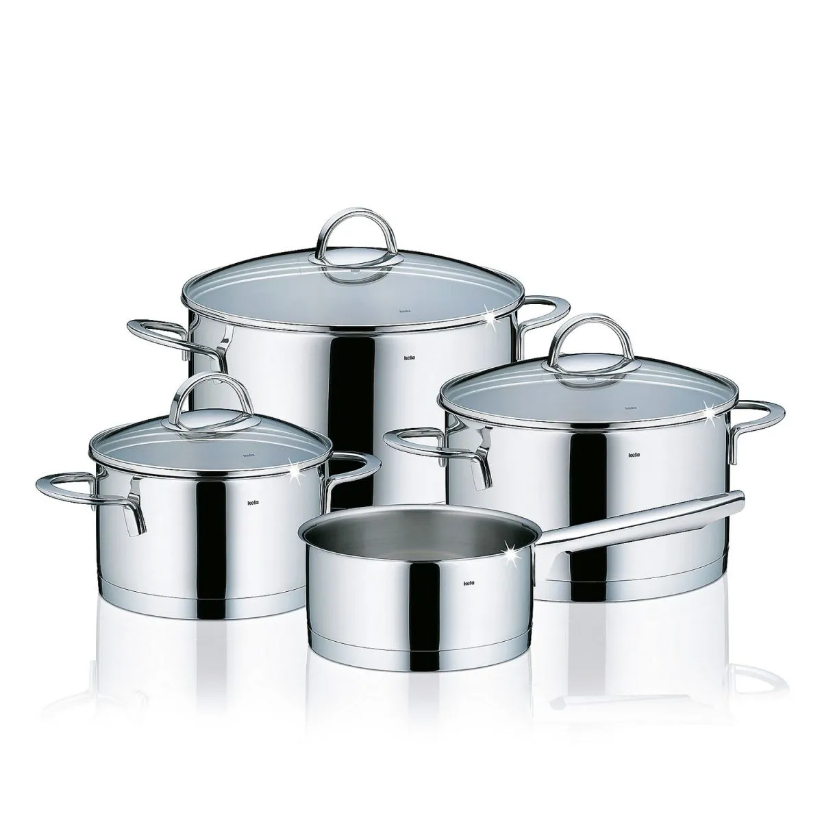 kela Set di pentole Cailin in acciaio inox 18/10, 4 pezzi.; argento; rotonda