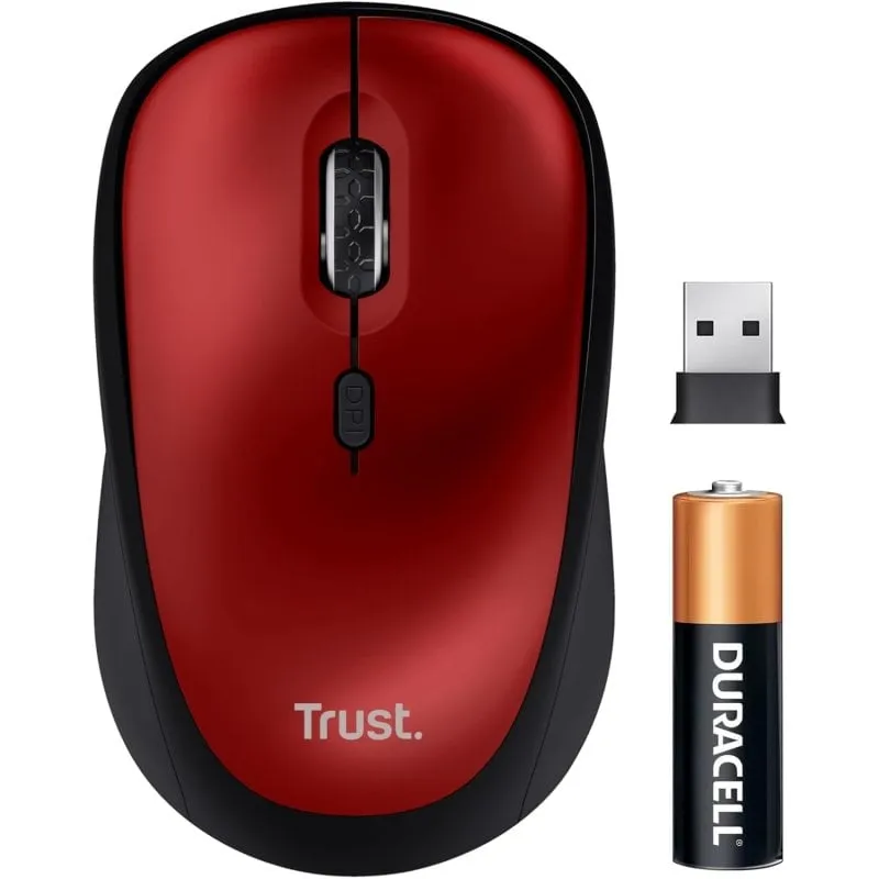 Mouse Trust Wireless 1600 DPI Silenzioso Riciclato Destro Rosso Mouse Trust Wireless 1600 DPI Silenzioso Riciclato Destro Rosso