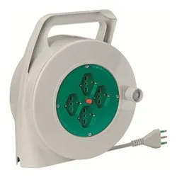 Avvolgicavo elettrico (15m; H05VV-F 3x1,5 mmq) 4P e disgiuntore termico PUMA Grigio e Verde 01350